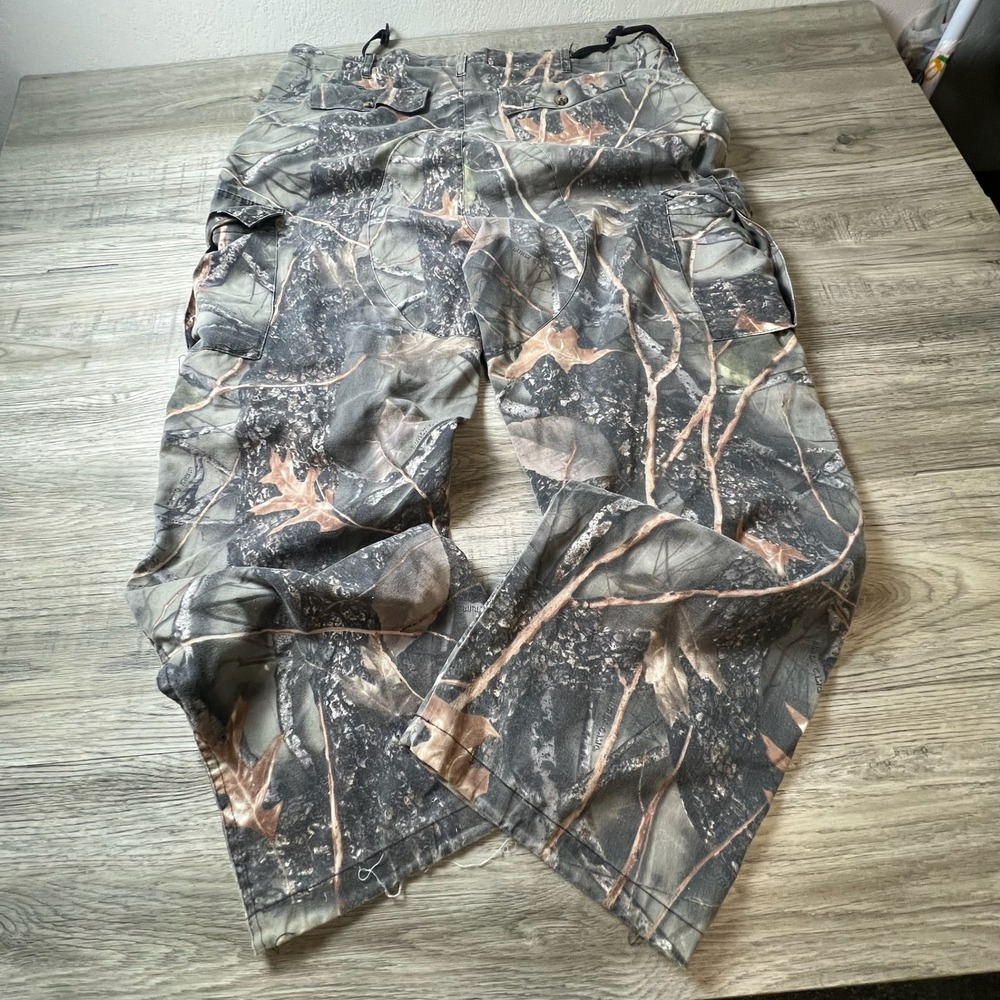 WFS Cargo Pants Mens XL Grey Camo Element Gear Cotton Hunting Utility Trousers
